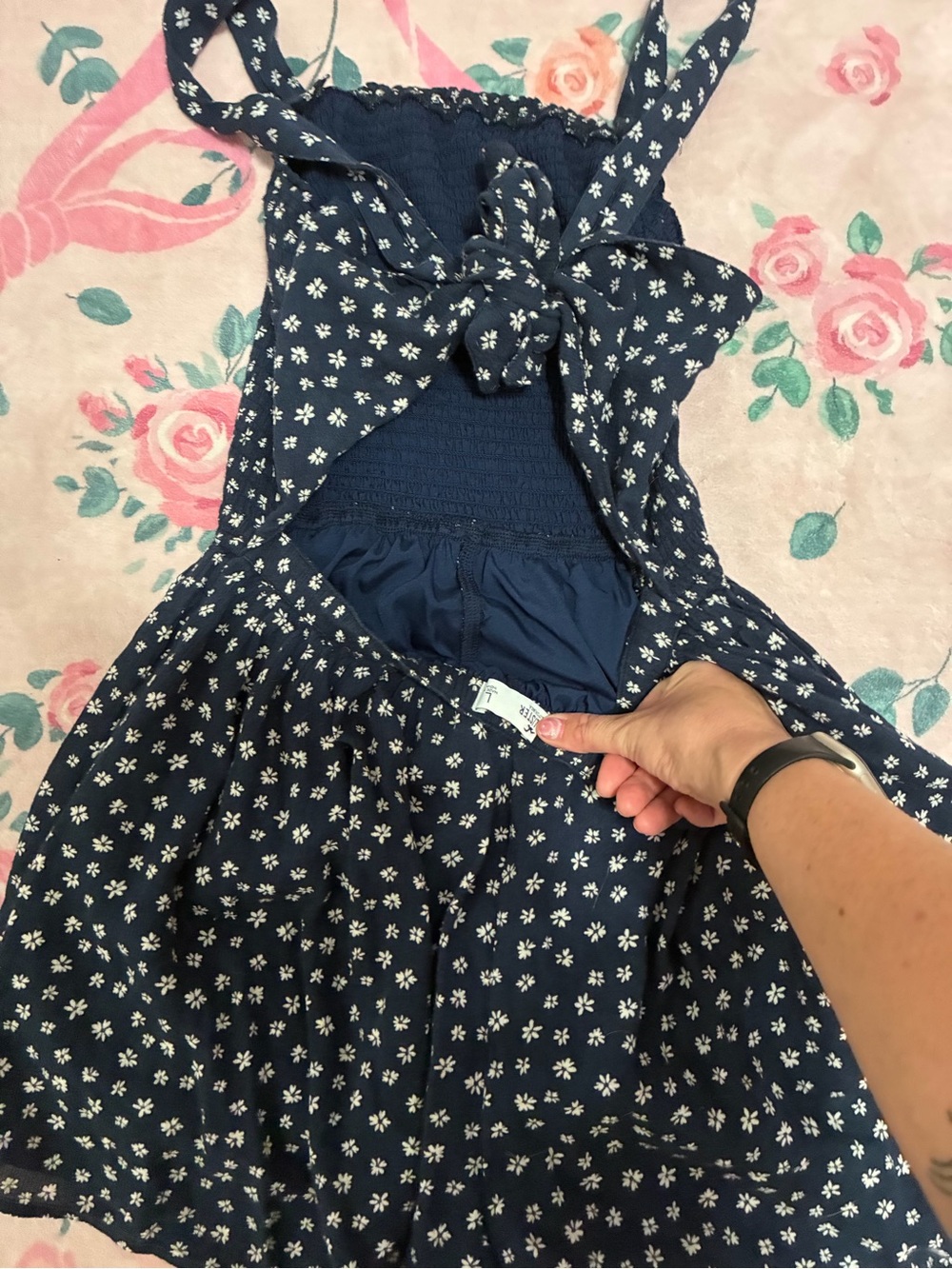 Hollister Navy Blue Floral Tie-Back Sundress